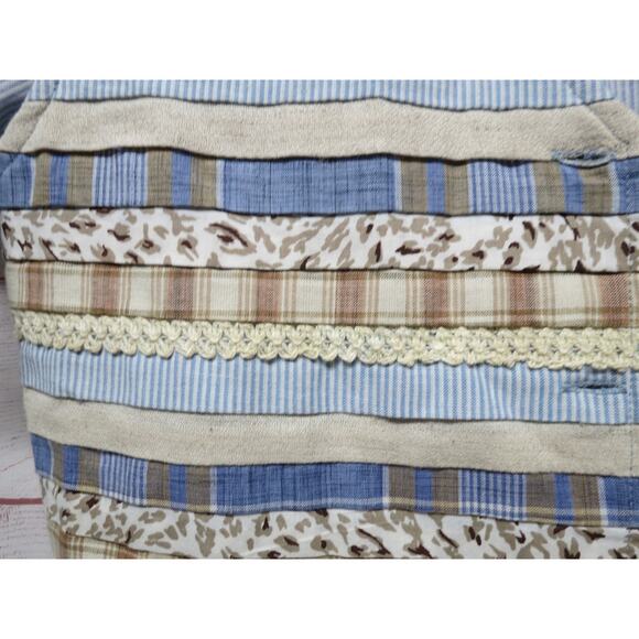 Vtg Casey & Max Blue Pinstripe Animal Print 2pc Set Vest Shirt Sz L Large - Picture 3 of 12